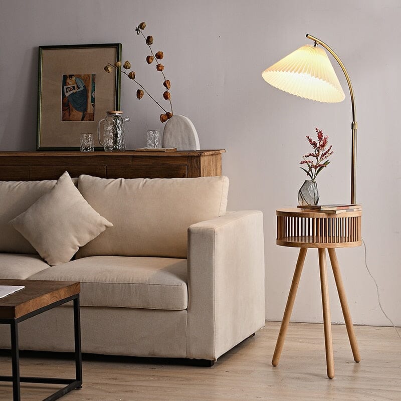Aurelia Arc Floor Lamp Wooden LED Corner Bedside Light