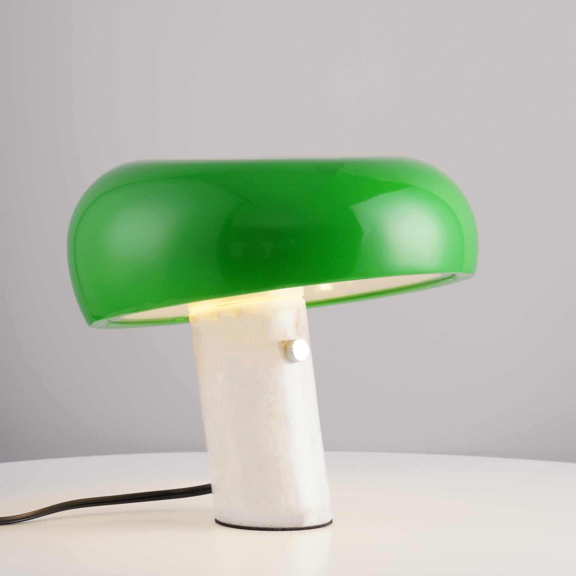 Vestra Marble Table Lamp With Enamelled Metal Reflector And Carrara Base
