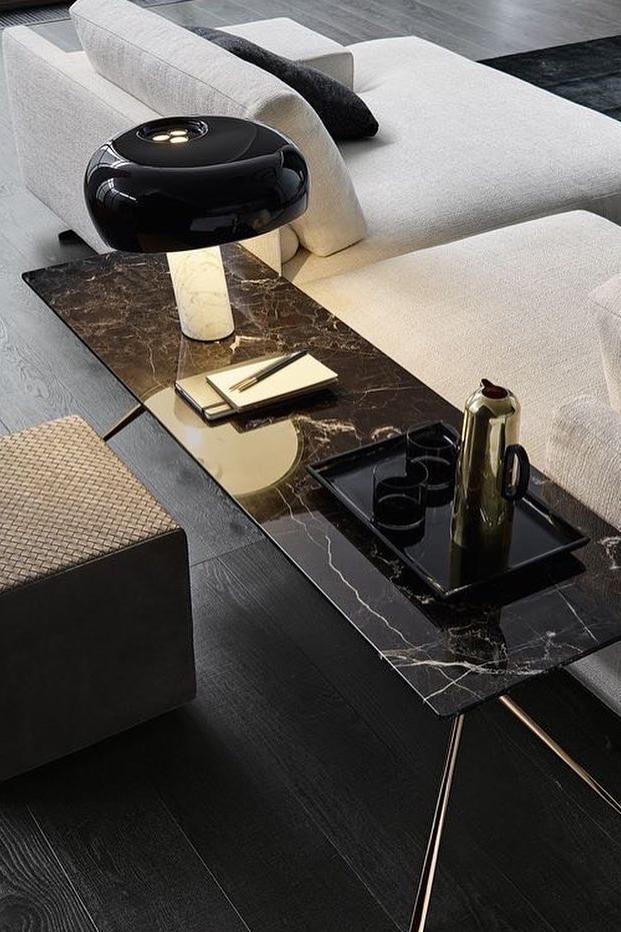 Vestra Marble Table Lamp With Enamelled Metal Reflector And Carrara Base