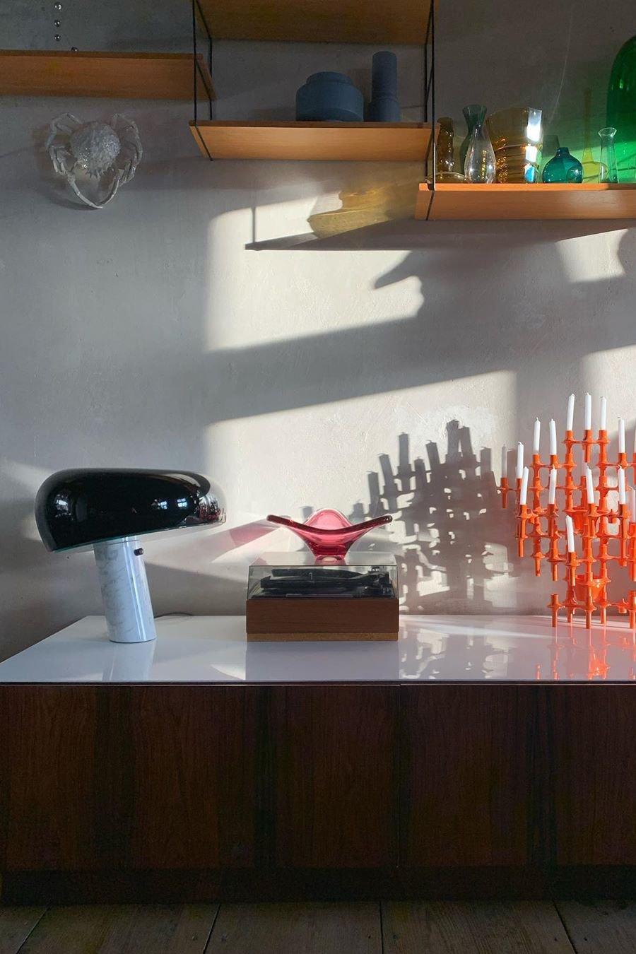 Vestra Marble Table Lamp With Enamelled Metal Reflector And Carrara Base