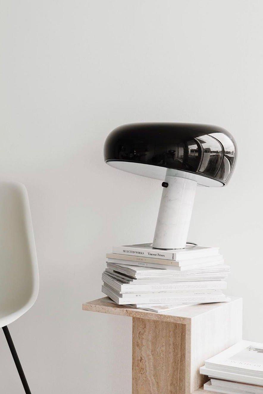 Vestra Marble Table Lamp With Enamelled Metal Reflector And Carrara Base