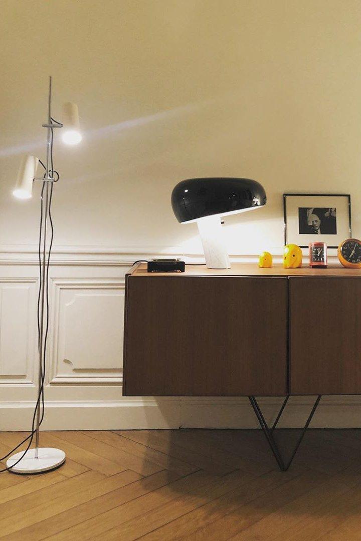Vestra Marble Table Lamp With Enamelled Metal Reflector And Carrara Base