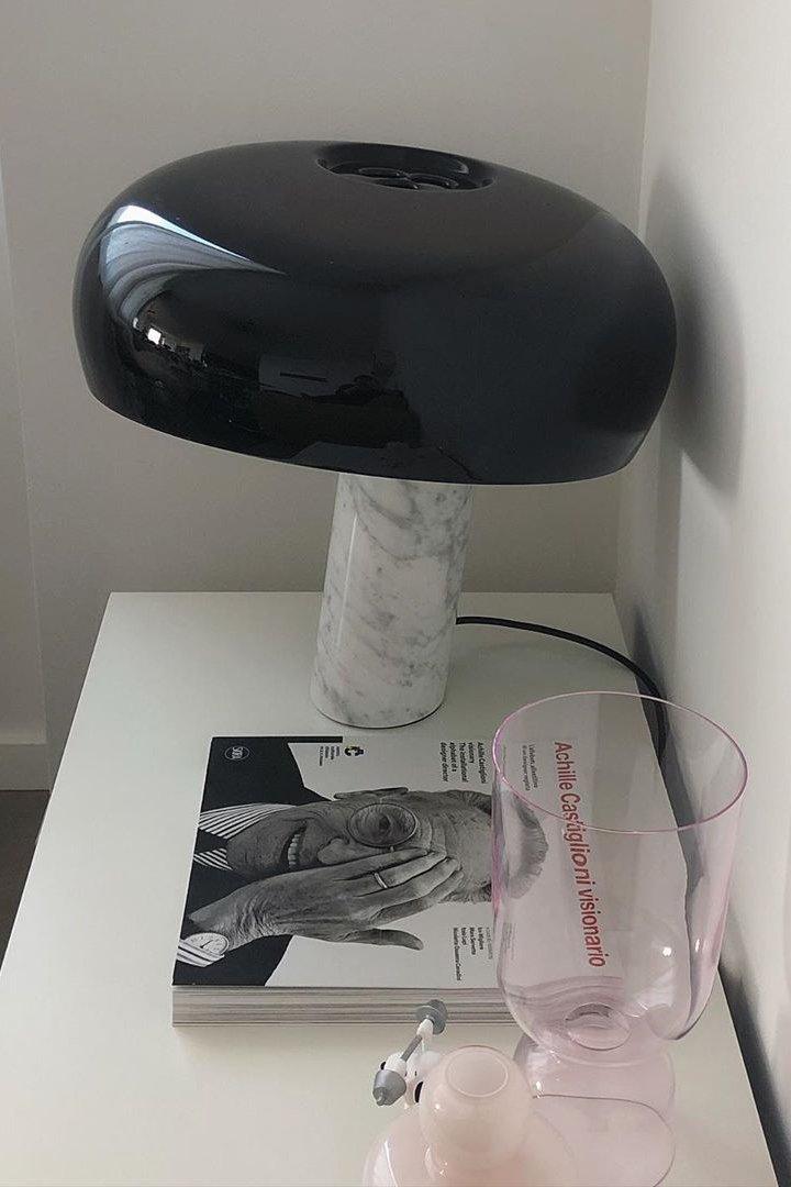 Vestra Marble Table Lamp With Enamelled Metal Reflector And Carrara Base