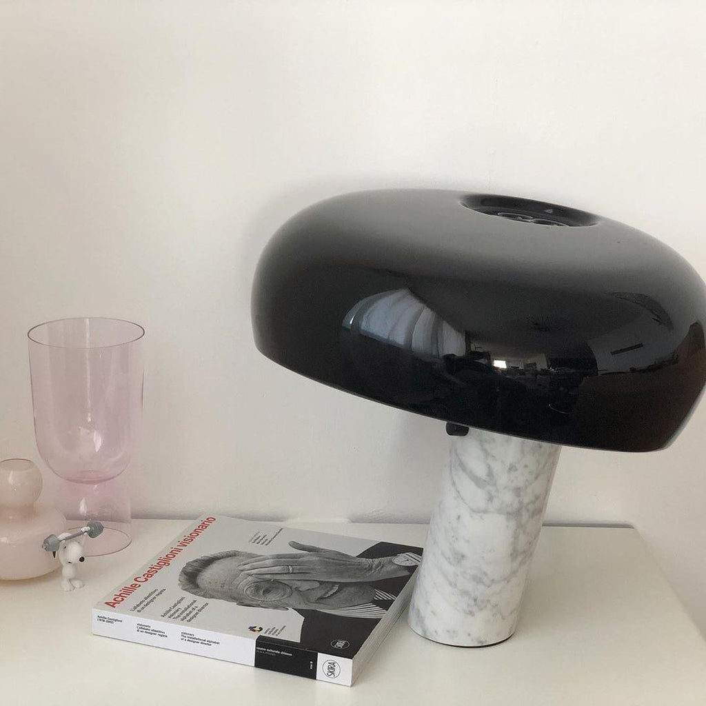 Vestra Marble Table Lamp With Enamelled Metal Reflector And Carrara Base