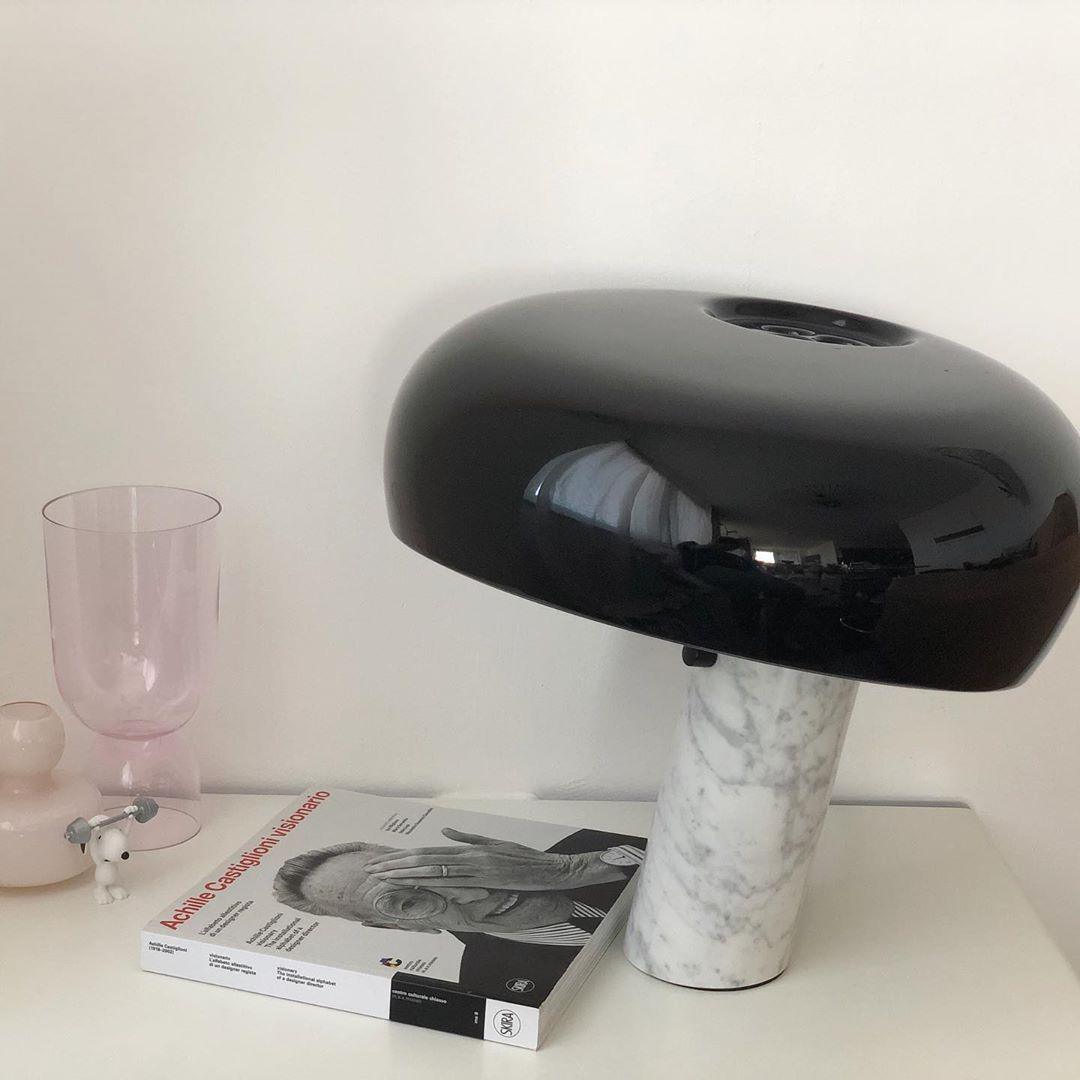 Vestra Marble Table Lamp With Enamelled Metal Reflector And Carrara Base