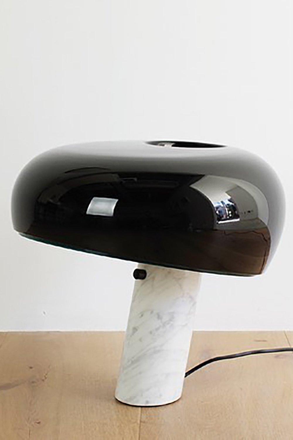 Vestra Marble Table Lamp With Enamelled Metal Reflector And Carrara Base