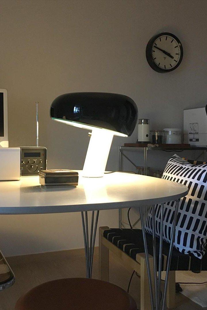 Vestra Marble Table Lamp With Enamelled Metal Reflector And Carrara Base