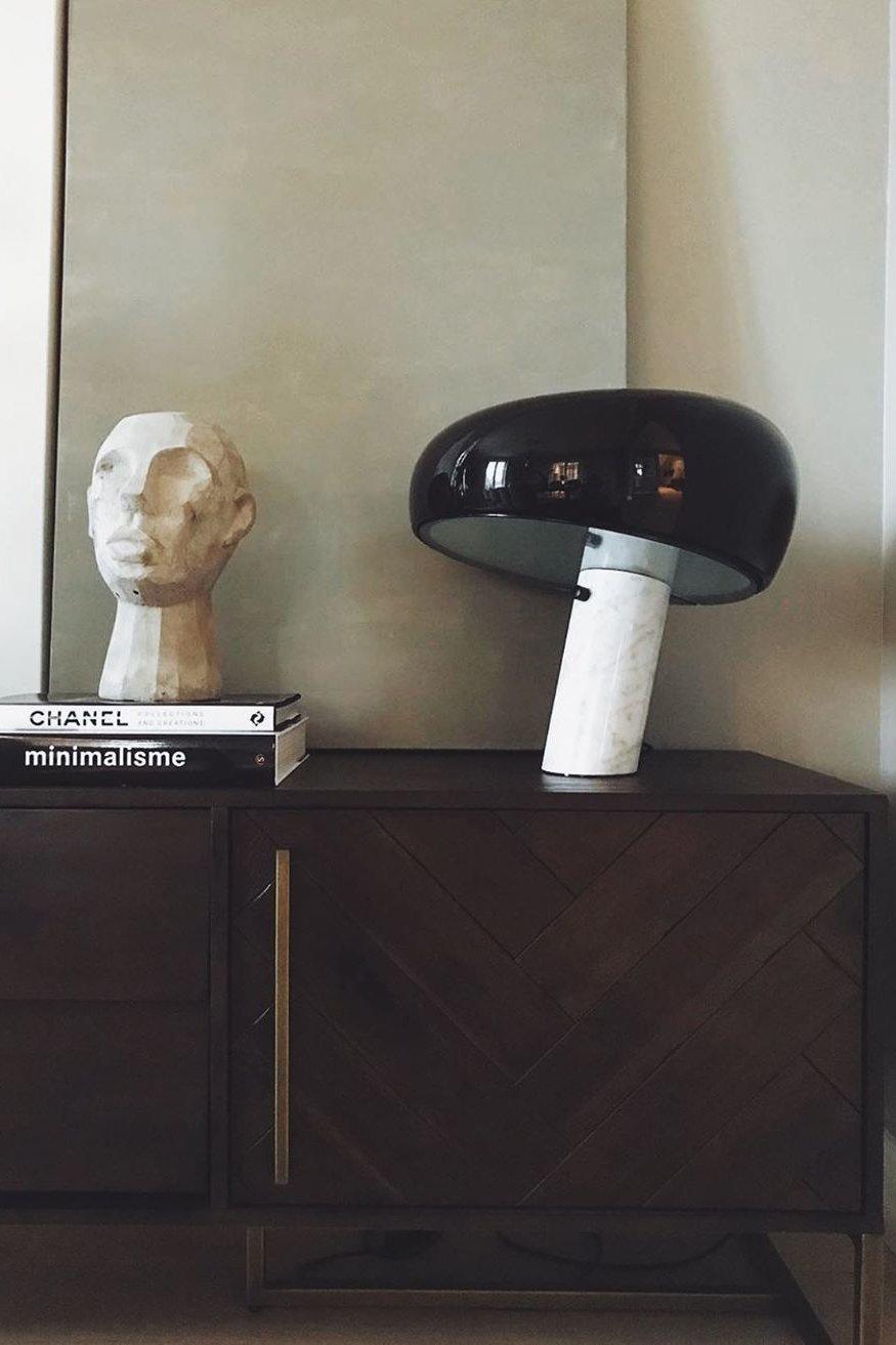 Vestra Marble Table Lamp With Enamelled Metal Reflector And Carrara Base