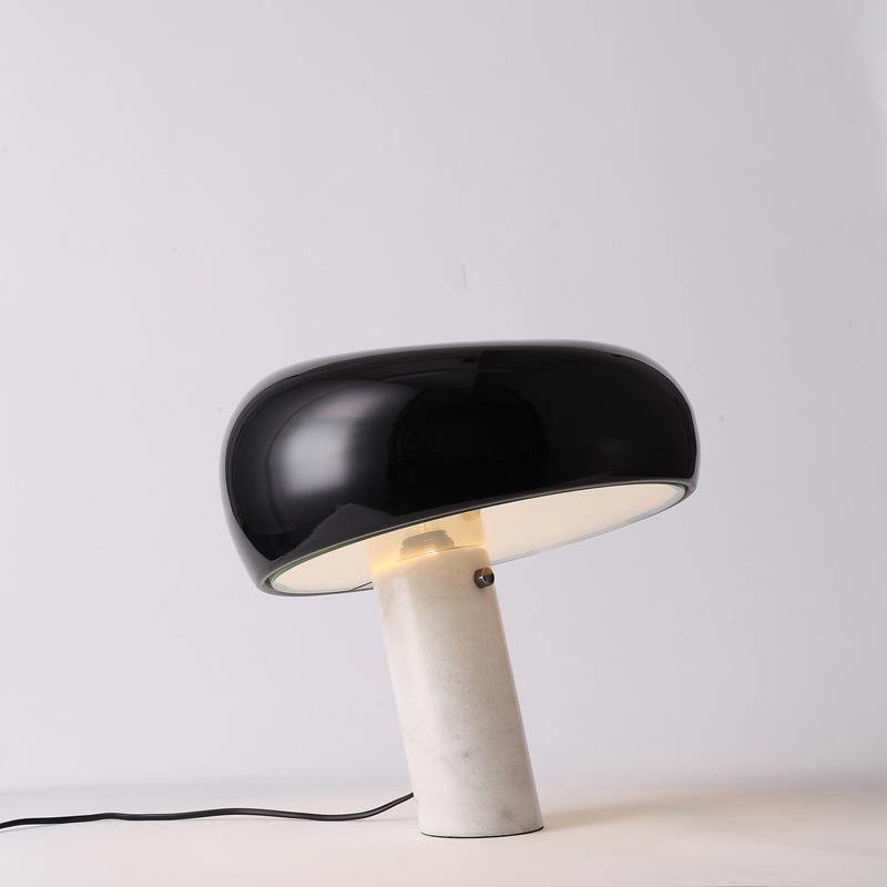 Vestra Marble Table Lamp With Enamelled Metal Reflector And Carrara Base