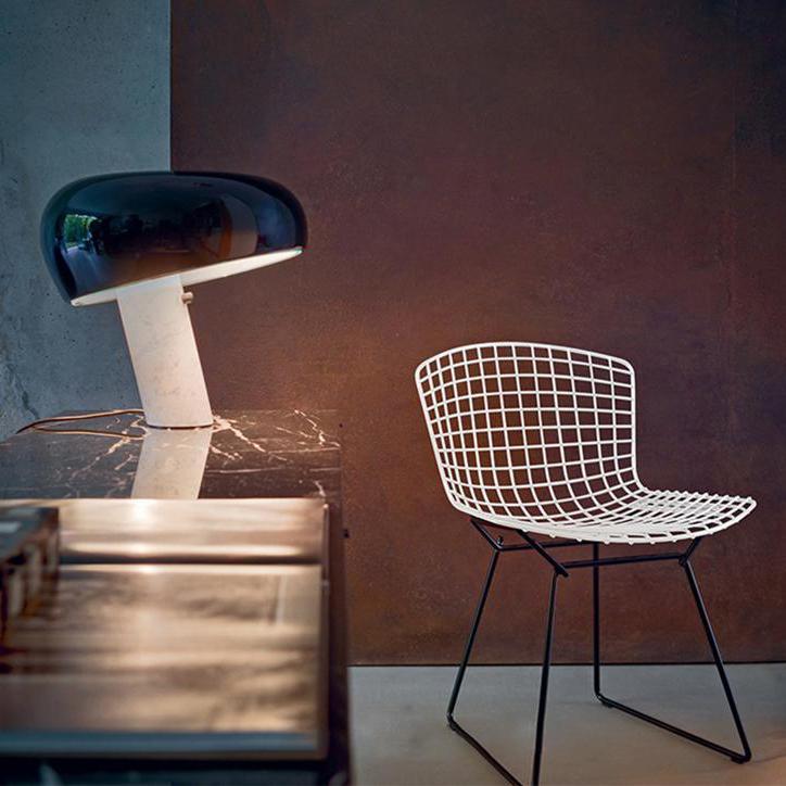 Vestra Marble Table Lamp With Enamelled Metal Reflector And Carrara Base