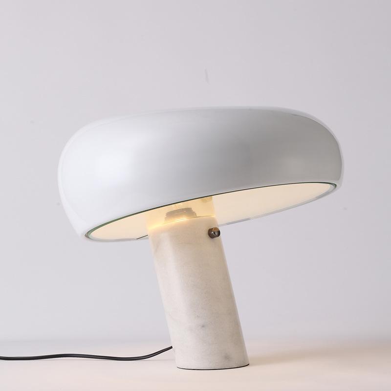 Vestra Marble Table Lamp With Enamelled Metal Reflector And Carrara Base
