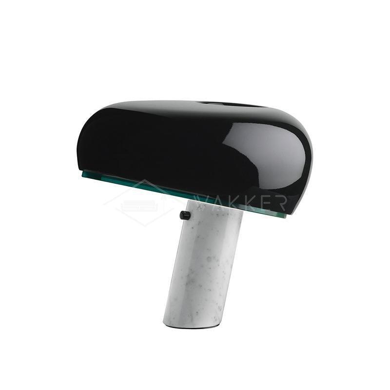 Vestra Marble Table Lamp With Enamelled Metal Reflector And Carrara Base