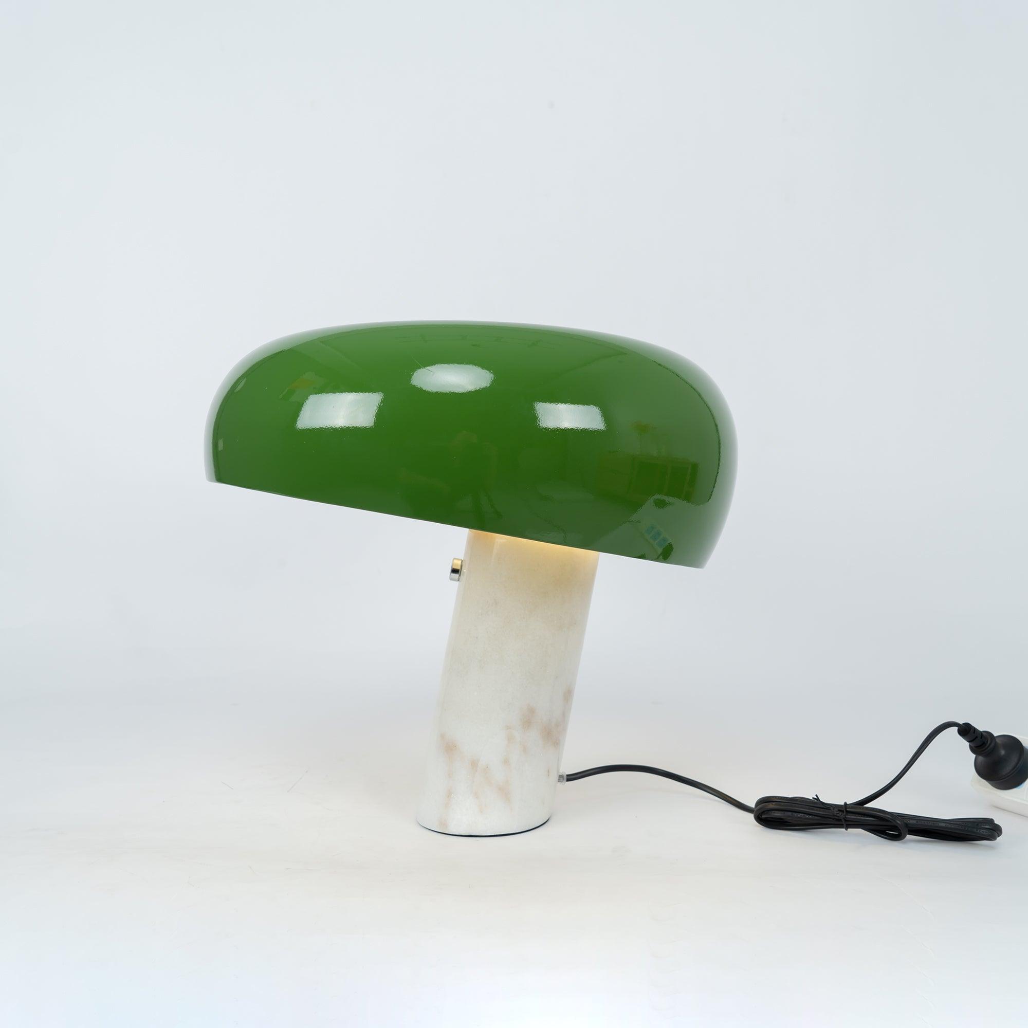 Vestra Marble Table Lamp With Enamelled Metal Reflector And Carrara Base
