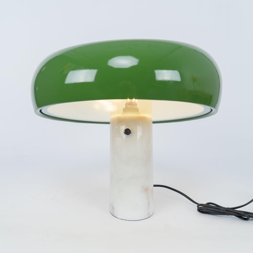 Vestra Marble Table Lamp With Enamelled Metal Reflector And Carrara Base