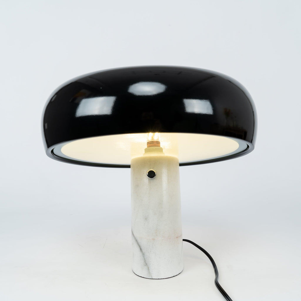 Vestra Marble Table Lamp With Enamelled Metal Reflector And Carrara Base