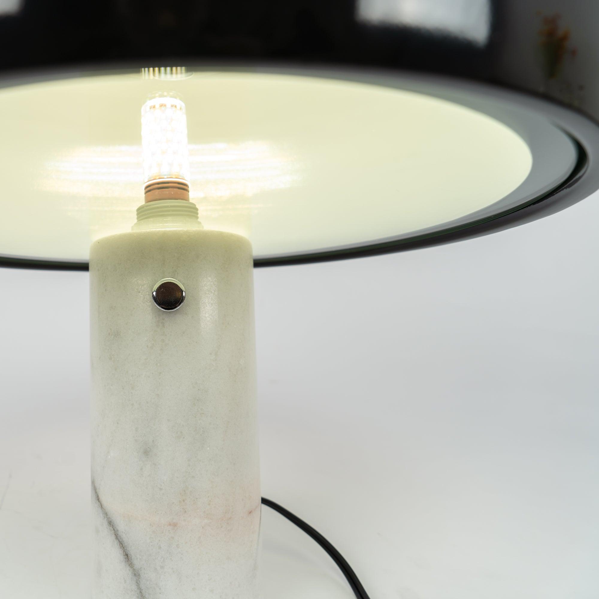 Vestra Marble Table Lamp With Enamelled Metal Reflector And Carrara Base