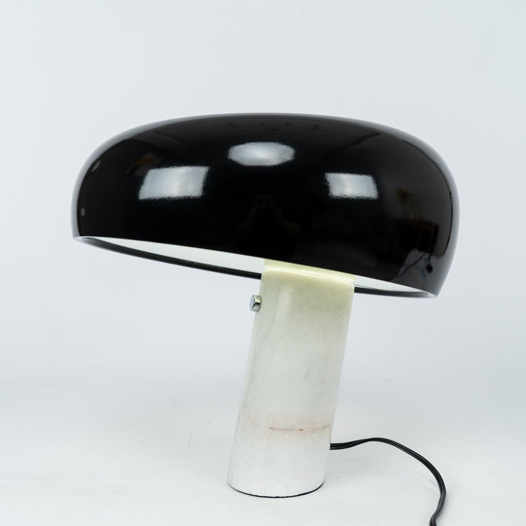 Vestra Marble Table Lamp With Enamelled Metal Reflector And Carrara Base