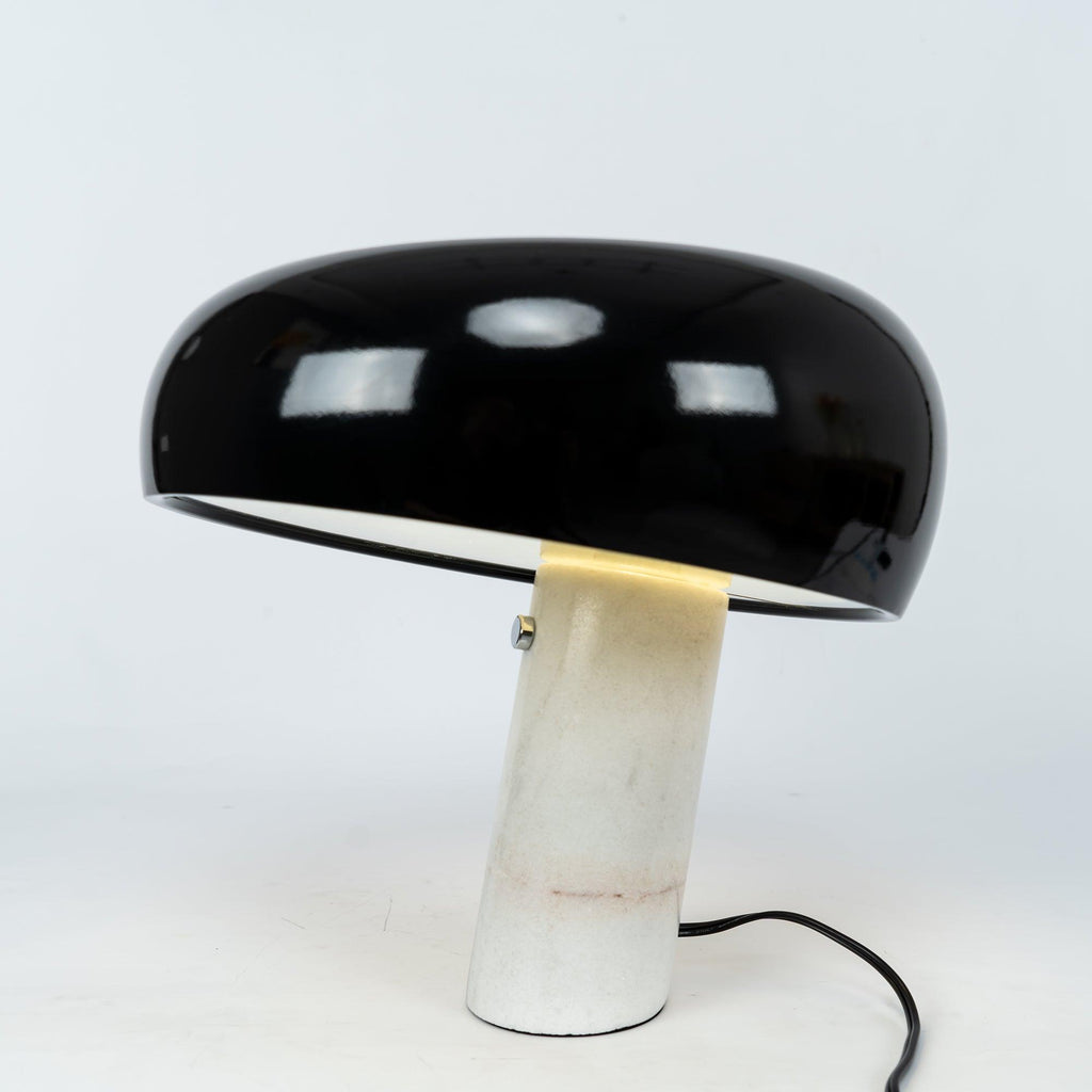 Vestra Marble Table Lamp With Enamelled Metal Reflector And Carrara Base