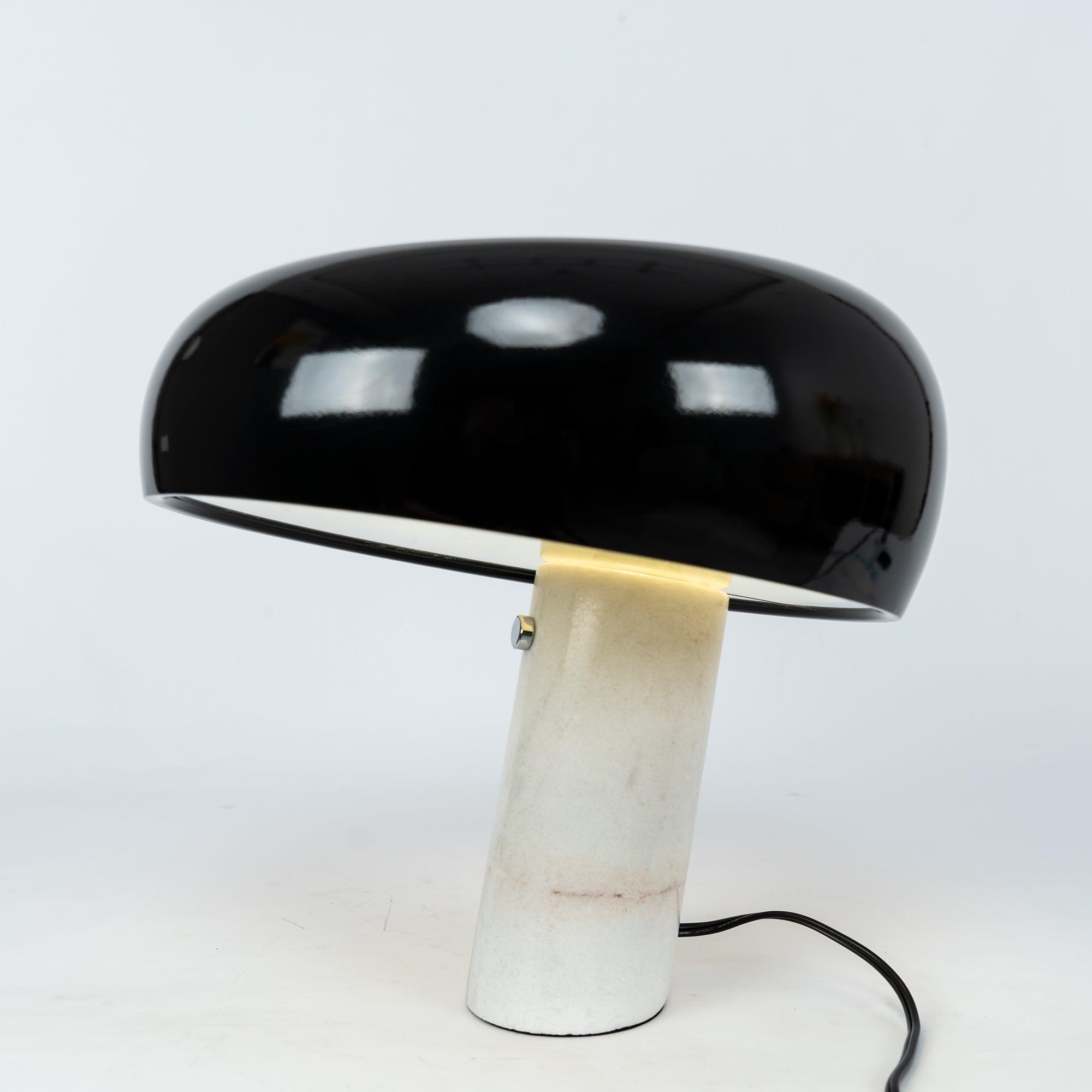 Vestra Marble Table Lamp With Enamelled Metal Reflector And Carrara Base
