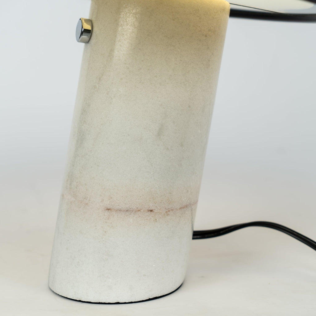 Vestra Marble Table Lamp With Enamelled Metal Reflector And Carrara Base