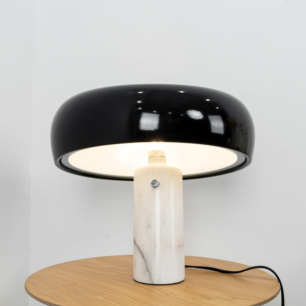 Vestra Marble Table Lamp With Enamelled Metal Reflector And Carrara Base
