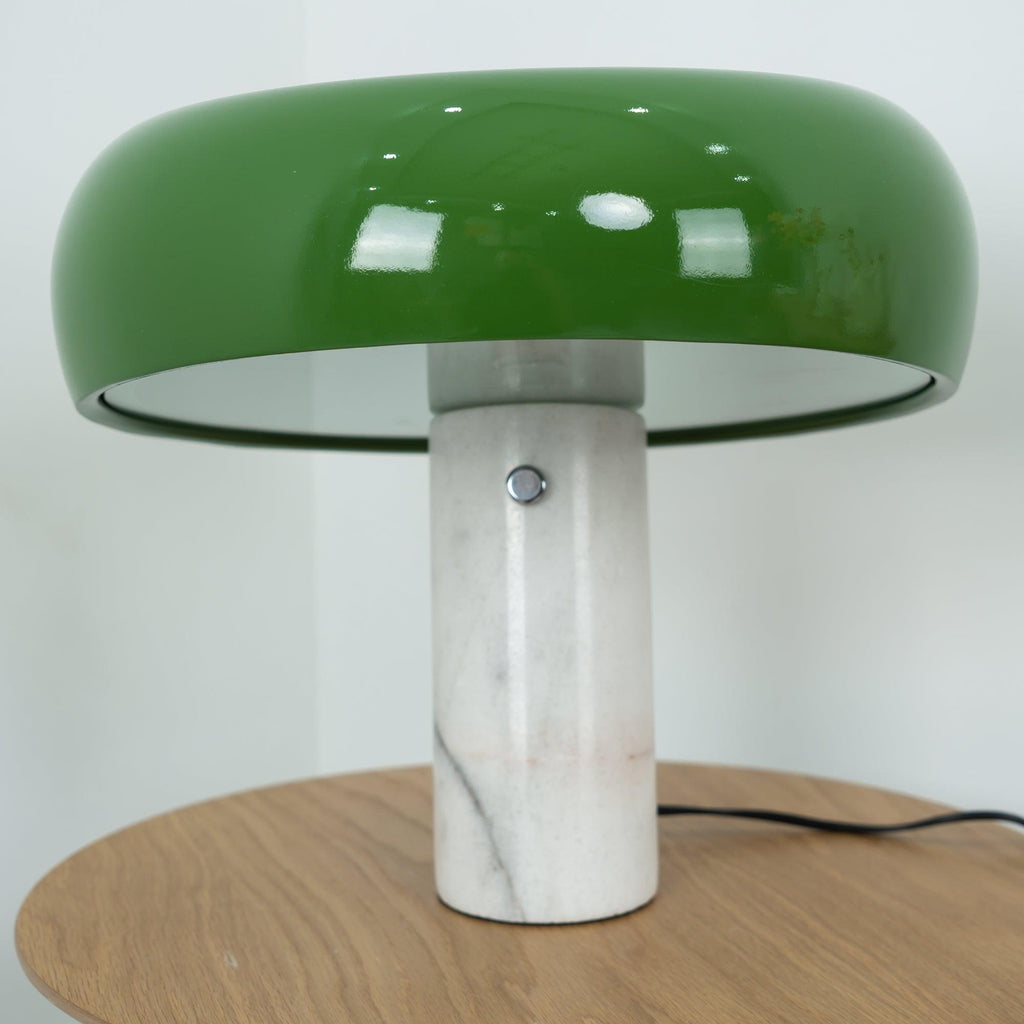 Vestra Marble Table Lamp With Enamelled Metal Reflector And Carrara Base