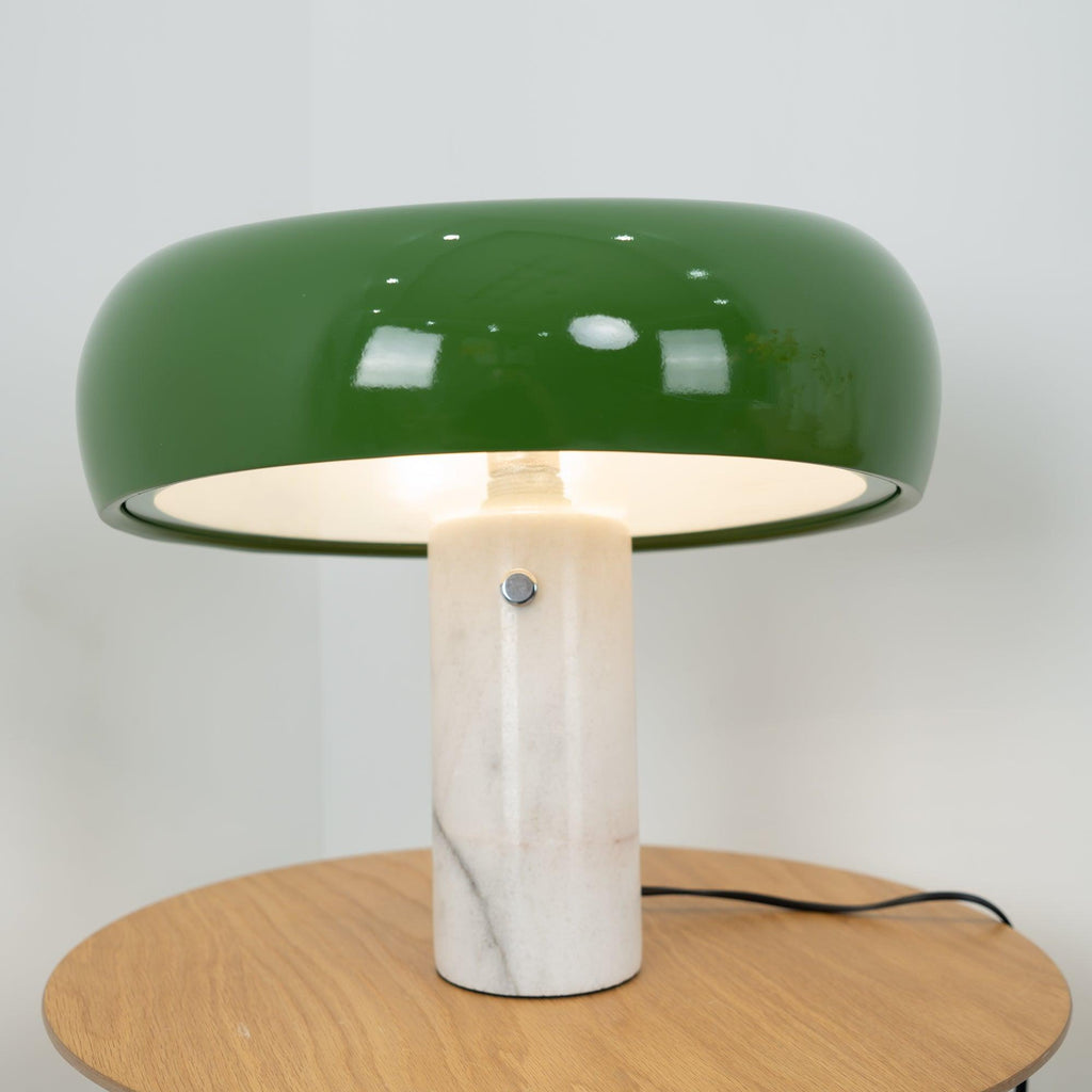 Vestra Marble Table Lamp With Enamelled Metal Reflector And Carrara Base
