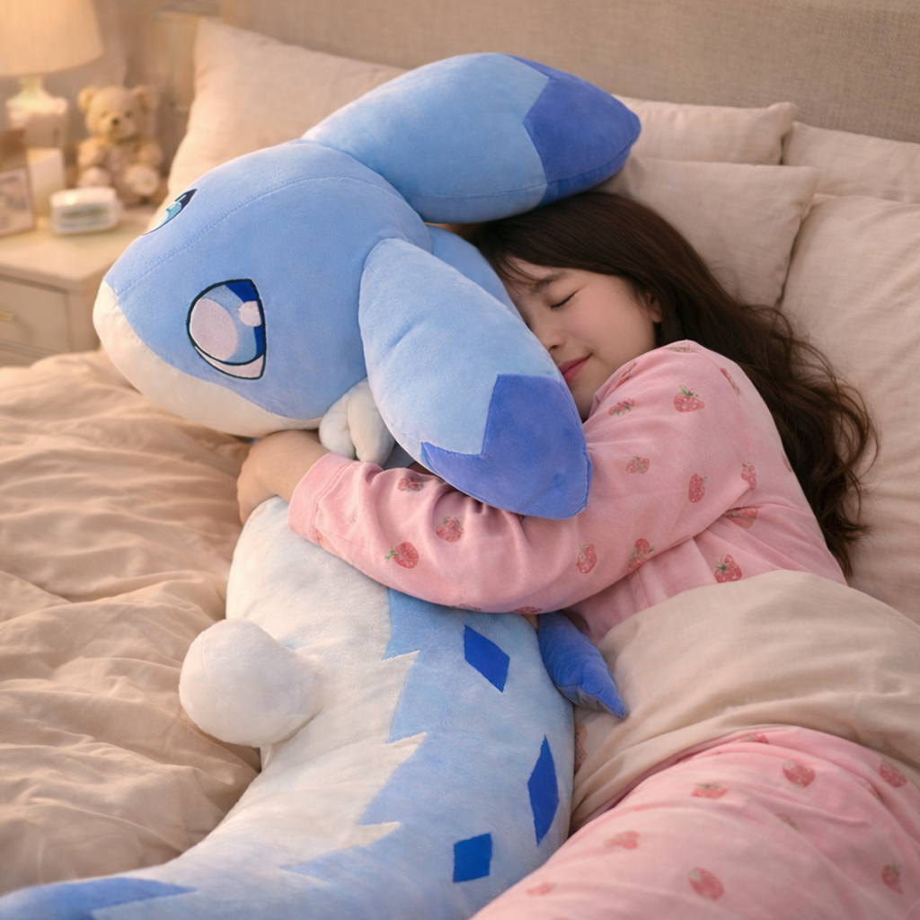 Peluche dragon bleu layette kawaii allongé Sofi | ventumra