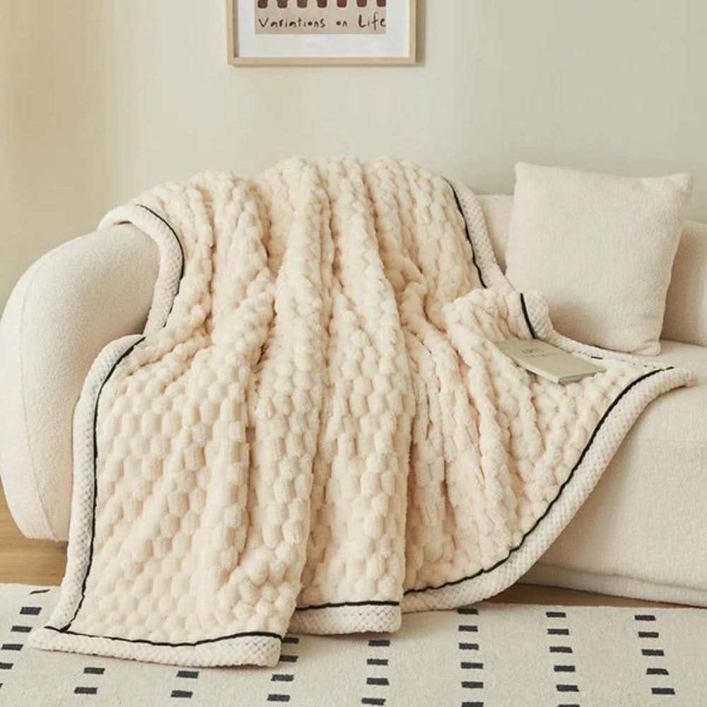 LuxeWeave teksturowany koc dekoracyjny — elegancki wzór w kropki