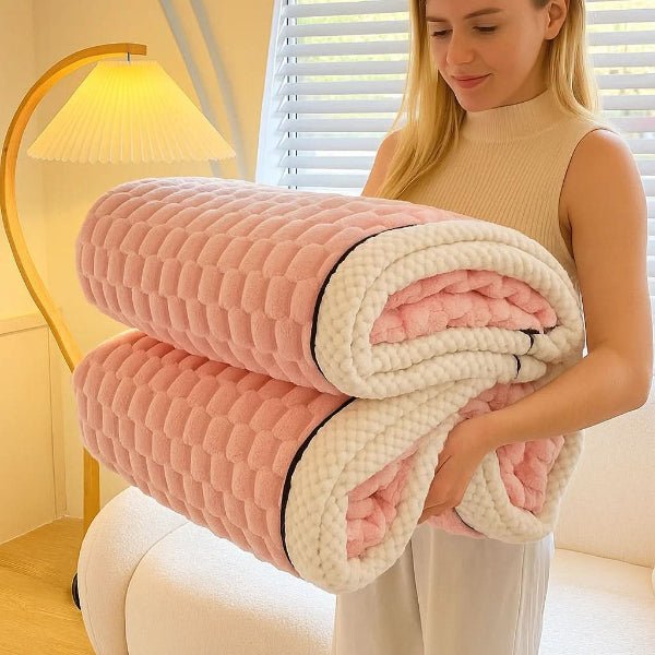 LuxeWeave teksturowany koc dekoracyjny — elegancki wzór w kropki