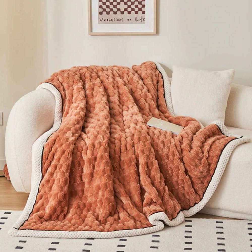 LuxeWeave teksturowany koc dekoracyjny — elegancki wzór w kropki