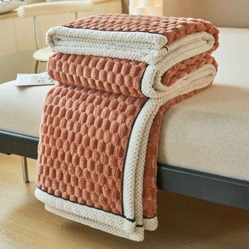 LuxeWeave teksturowany koc dekoracyjny — elegancki wzór w kropki