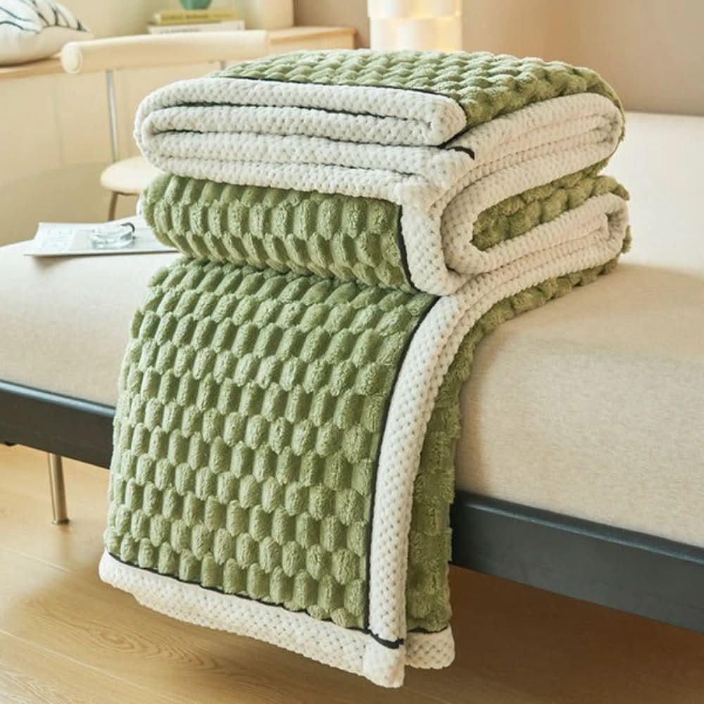 LuxeWeave teksturowany koc dekoracyjny — elegancki wzór w kropki