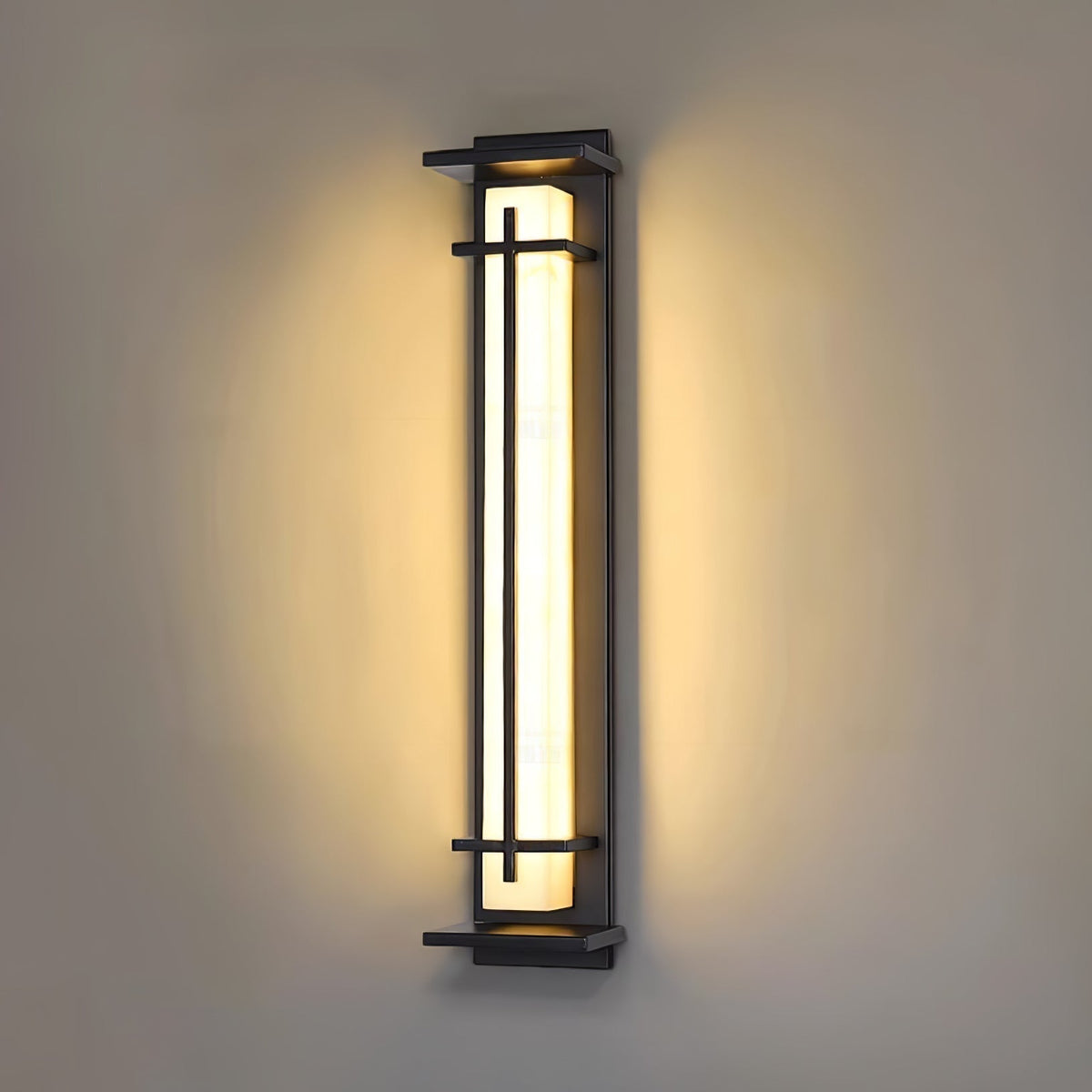 Ray Square utendørs vegglampe i imitert alabast, vanntett | ventumra