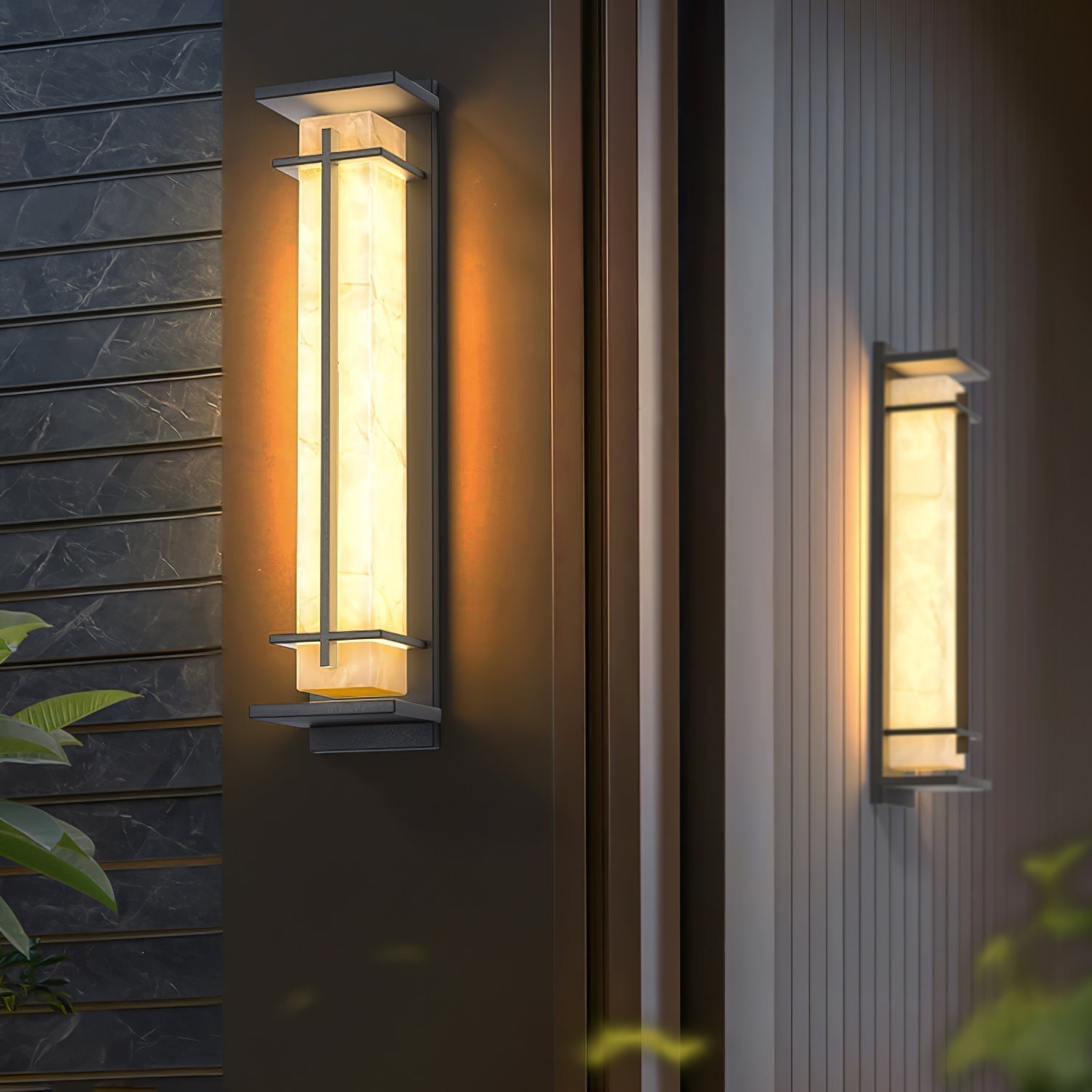 Ray Square utendørs vegglampe i imitert alabast, vanntett | ventumra