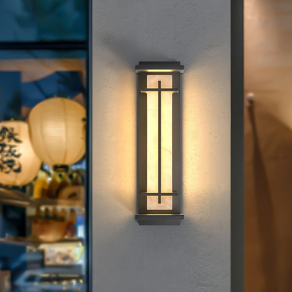 Ray Square utendørs vegglampe i imitert alabast, vanntett | ventumra