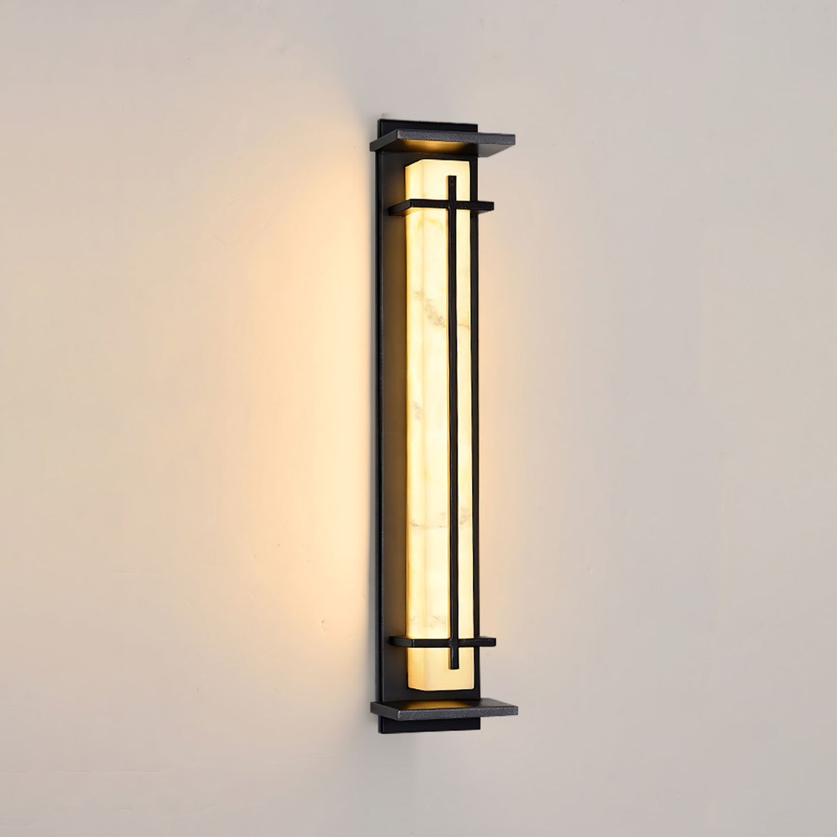 Ray Square utendørs vegglampe i imitert alabast, vanntett | ventumra