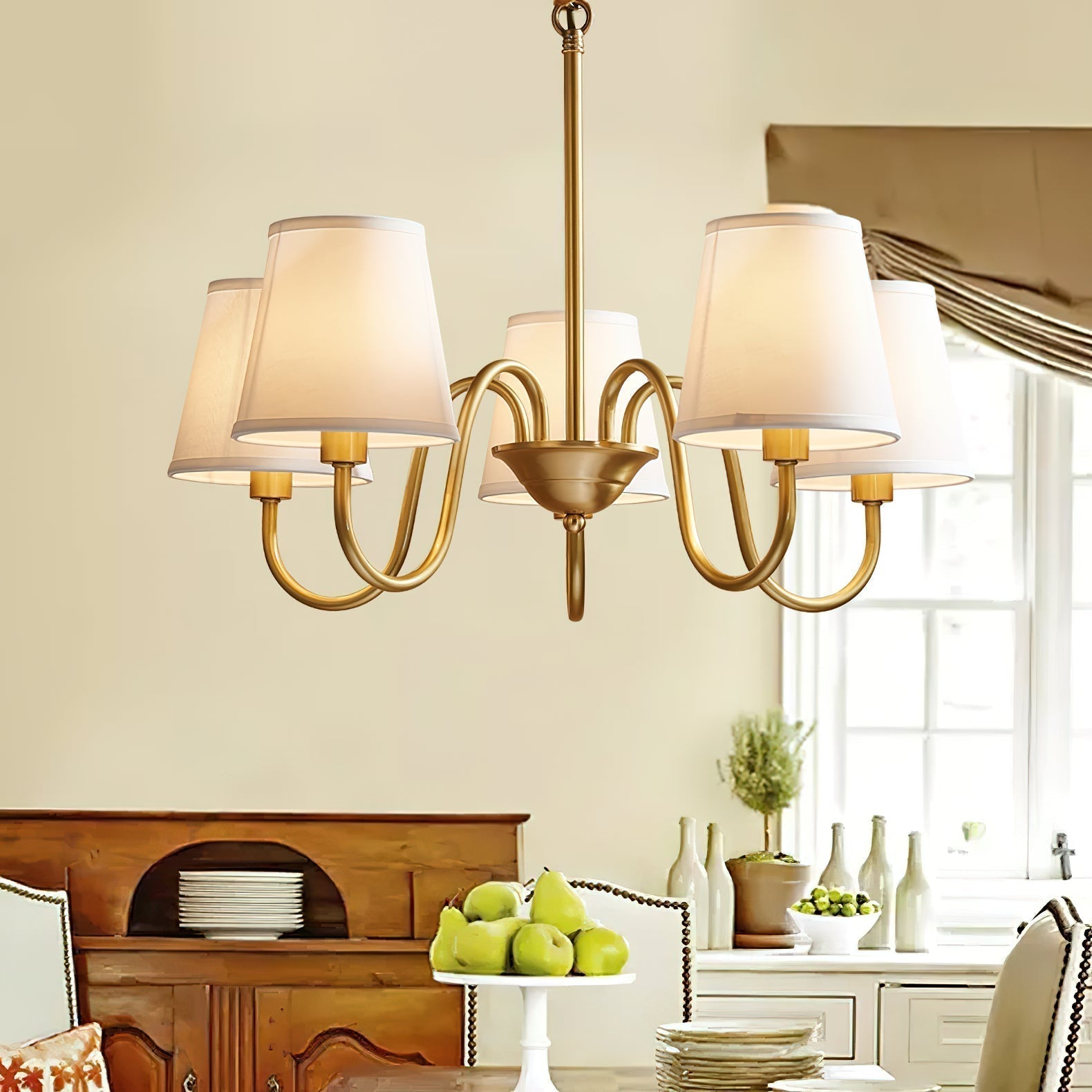 Aged Traditional Stacey Fabric Chandelier | ventumra