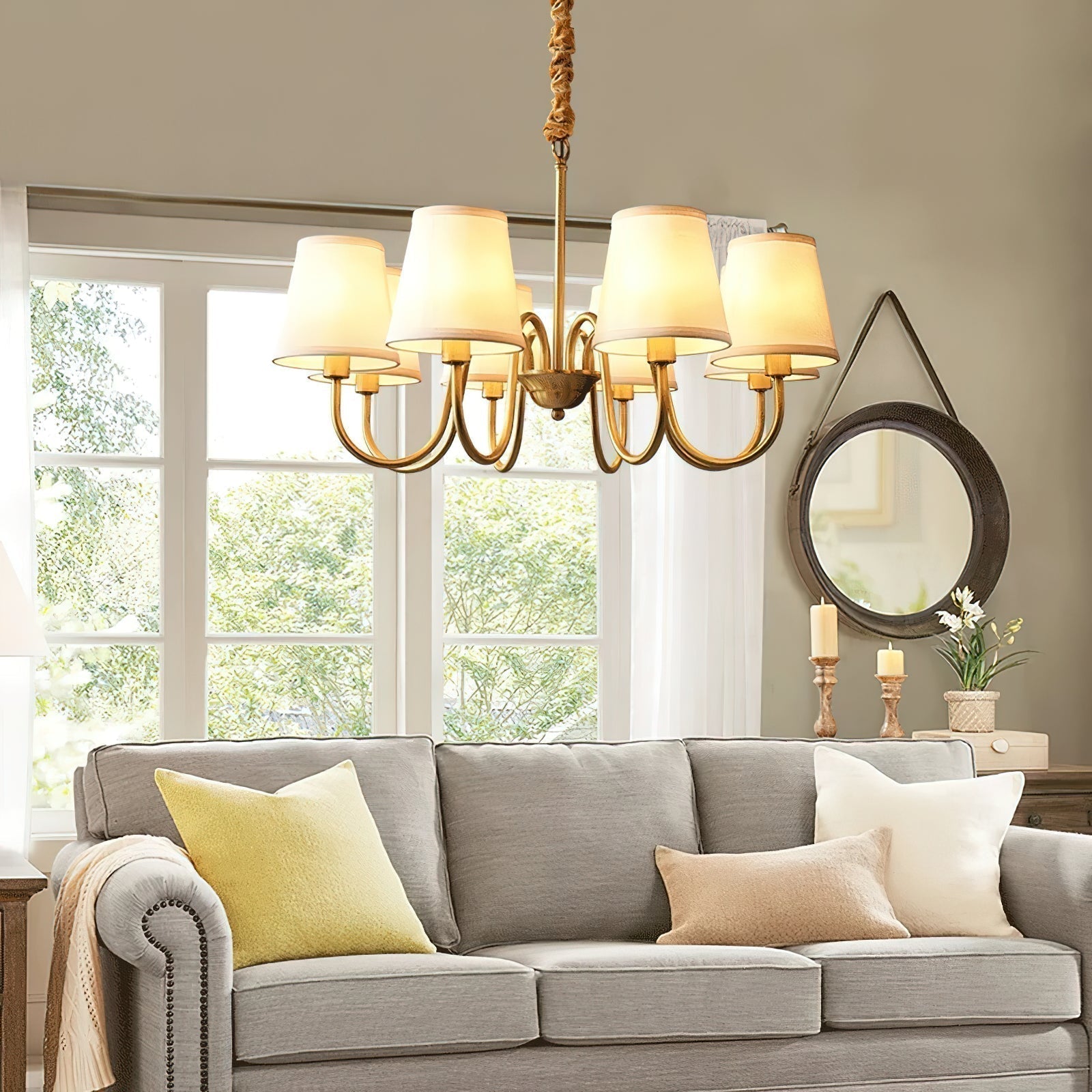 Aged Traditional Stacey Fabric Chandelier | ventumra