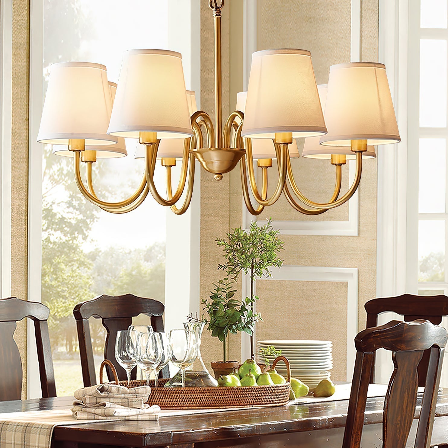 Aged Traditional Stacey Fabric Chandelier | ventumra