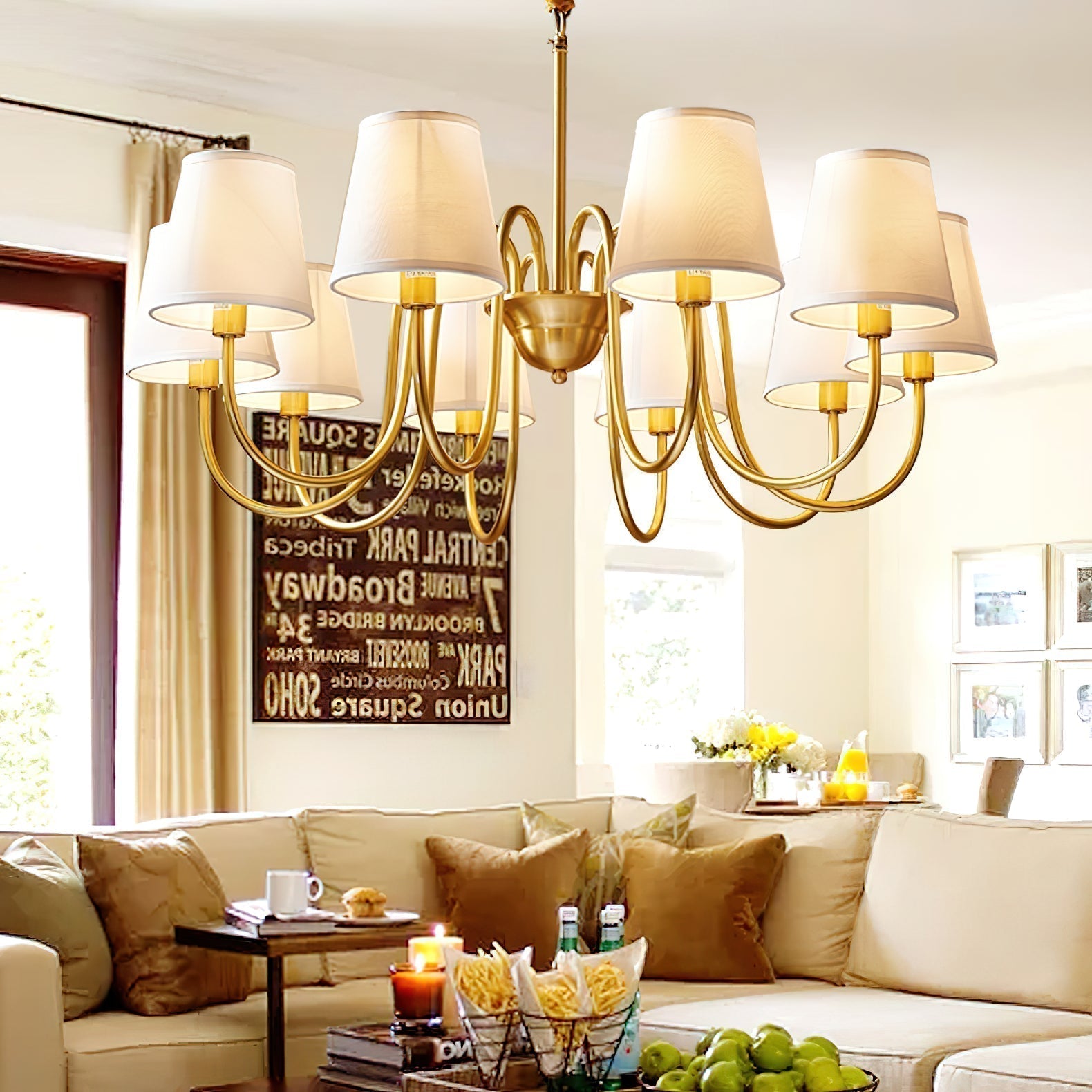 Aged Traditional Stacey Fabric Chandelier | ventumra