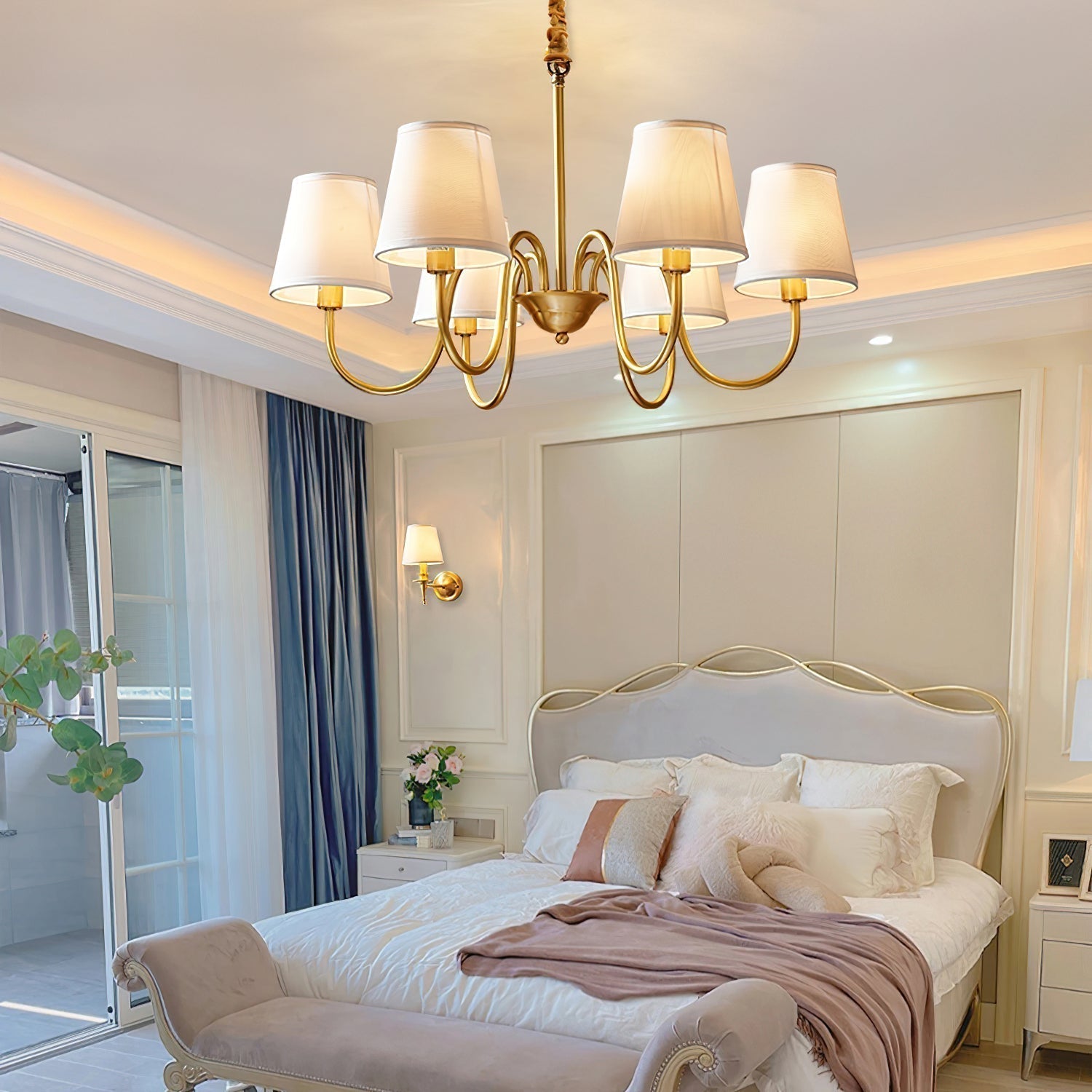 Aged Traditional Stacey Fabric Chandelier | ventumra