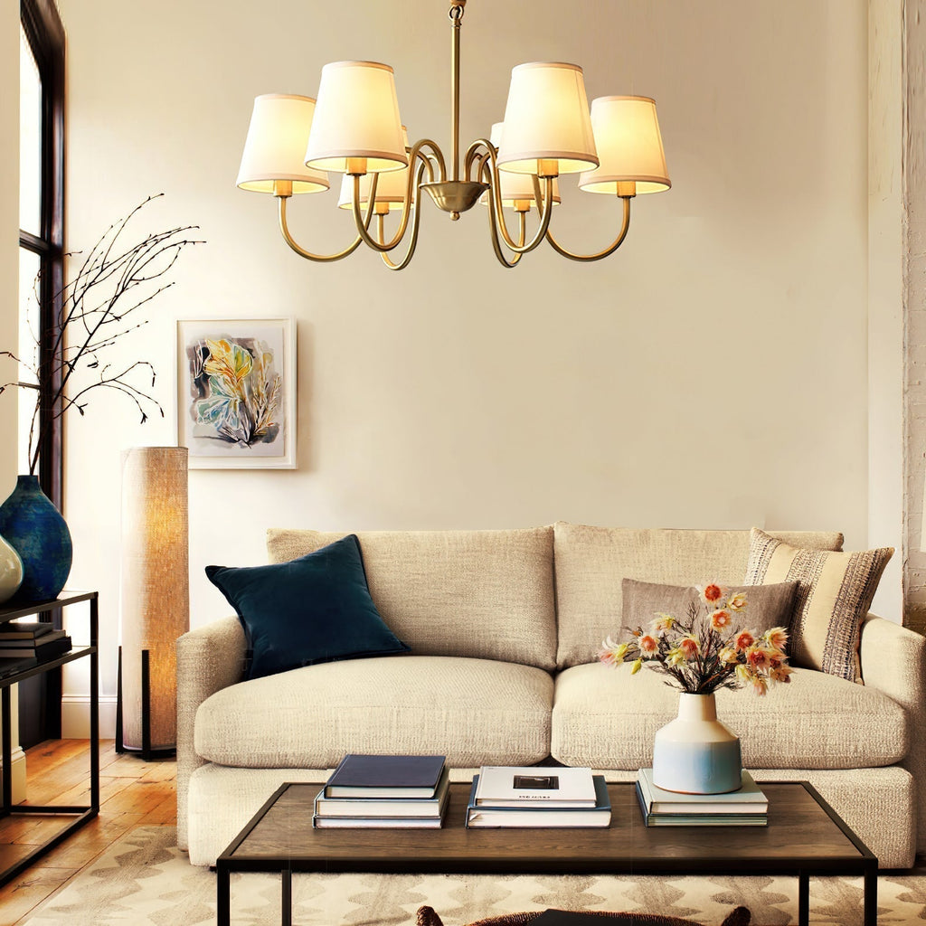 Aged Traditional Stacey Fabric Chandelier | ventumra