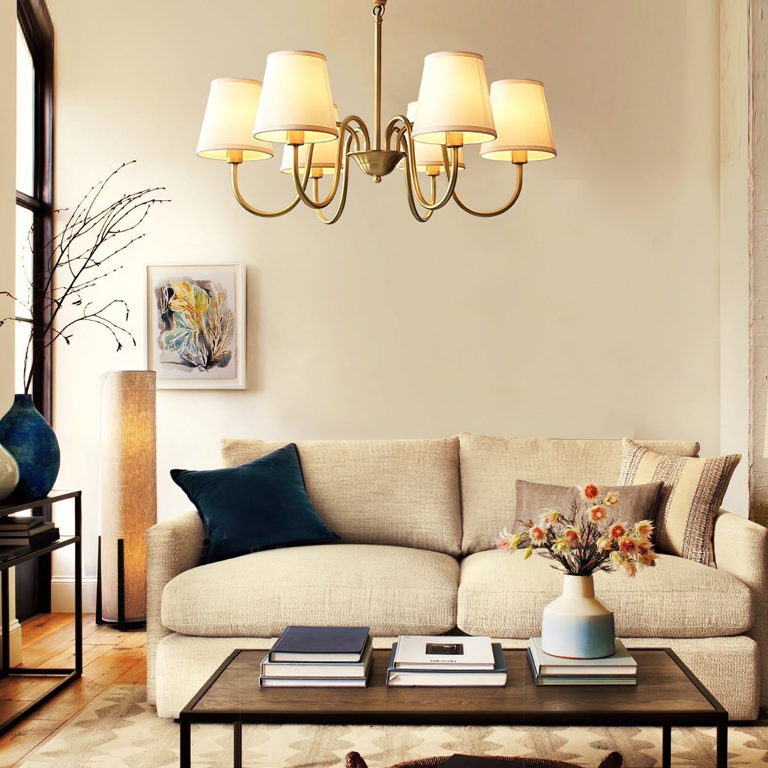 Aged Traditional Stacey Fabric Chandelier | ventumra