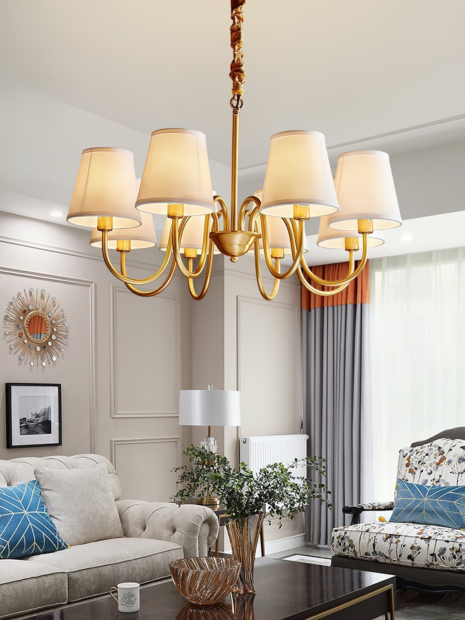 Aged Traditional Stacey Fabric Chandelier | ventumra