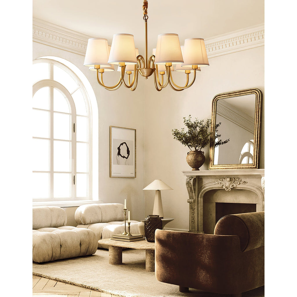 Aged Traditional Stacey Fabric Chandelier | ventumra