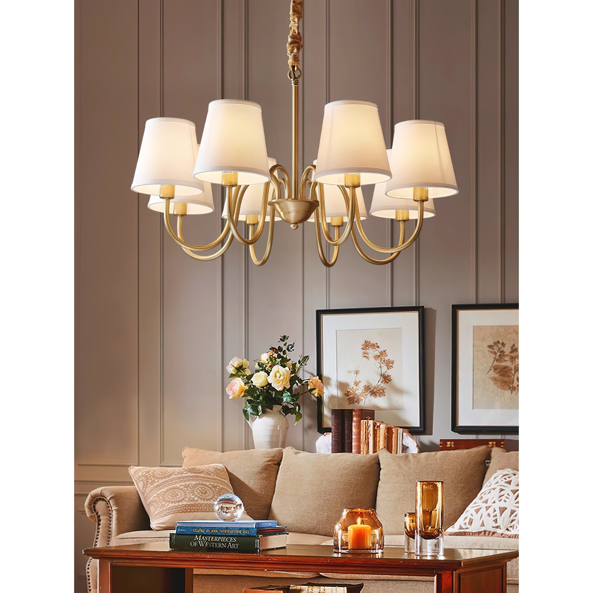 Aged Traditional Stacey Fabric Chandelier | ventumra