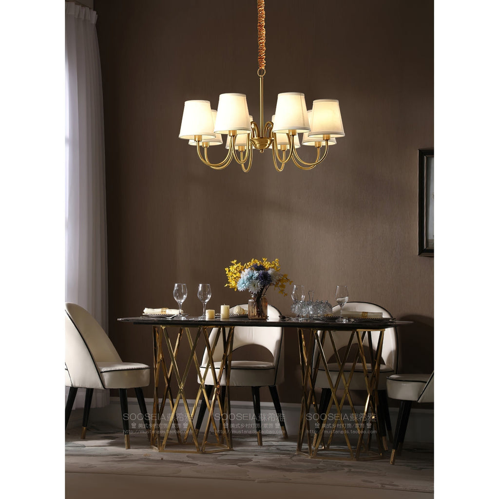 Aged Traditional Stacey Fabric Chandelier | ventumra