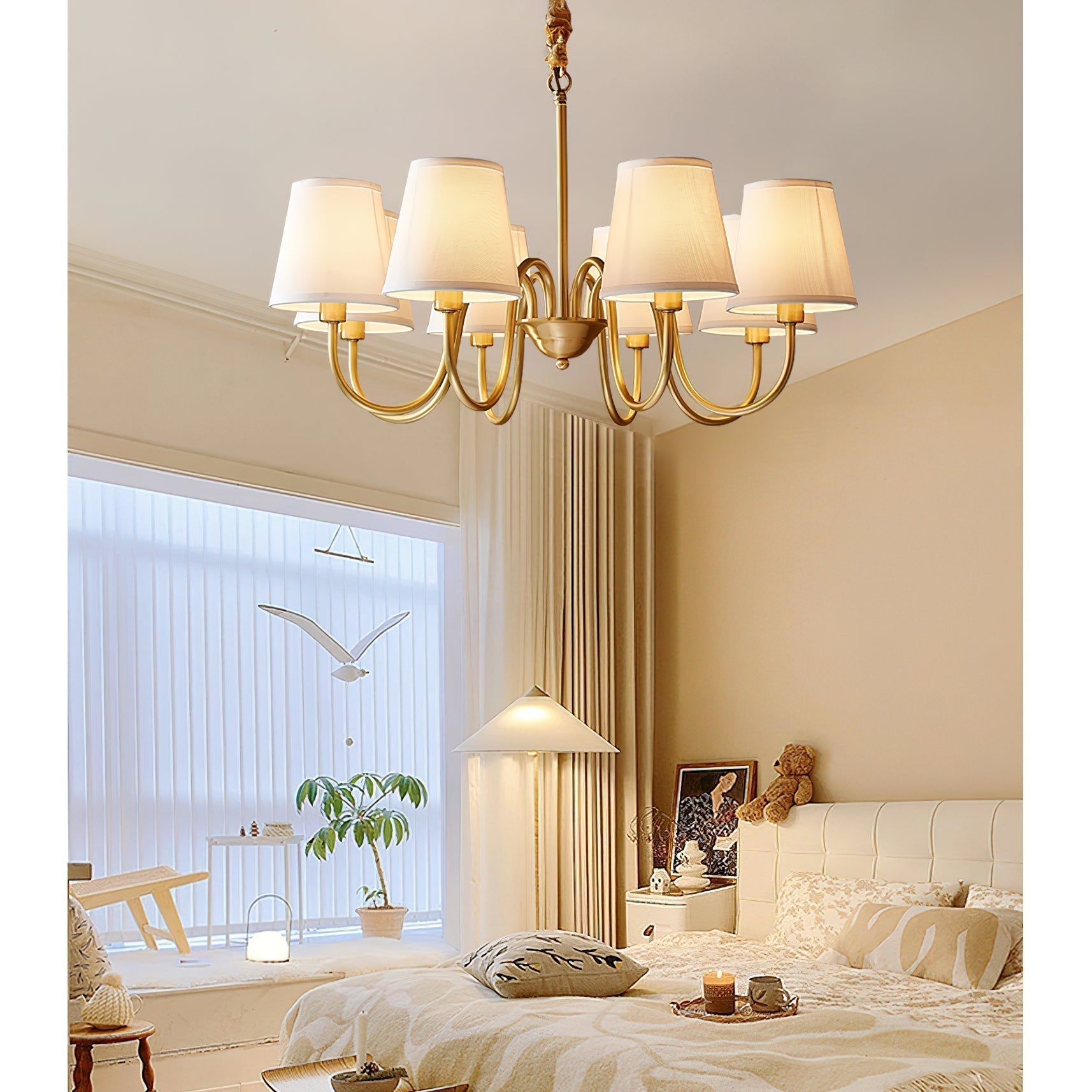 Aged Traditional Stacey Fabric Chandelier | ventumra