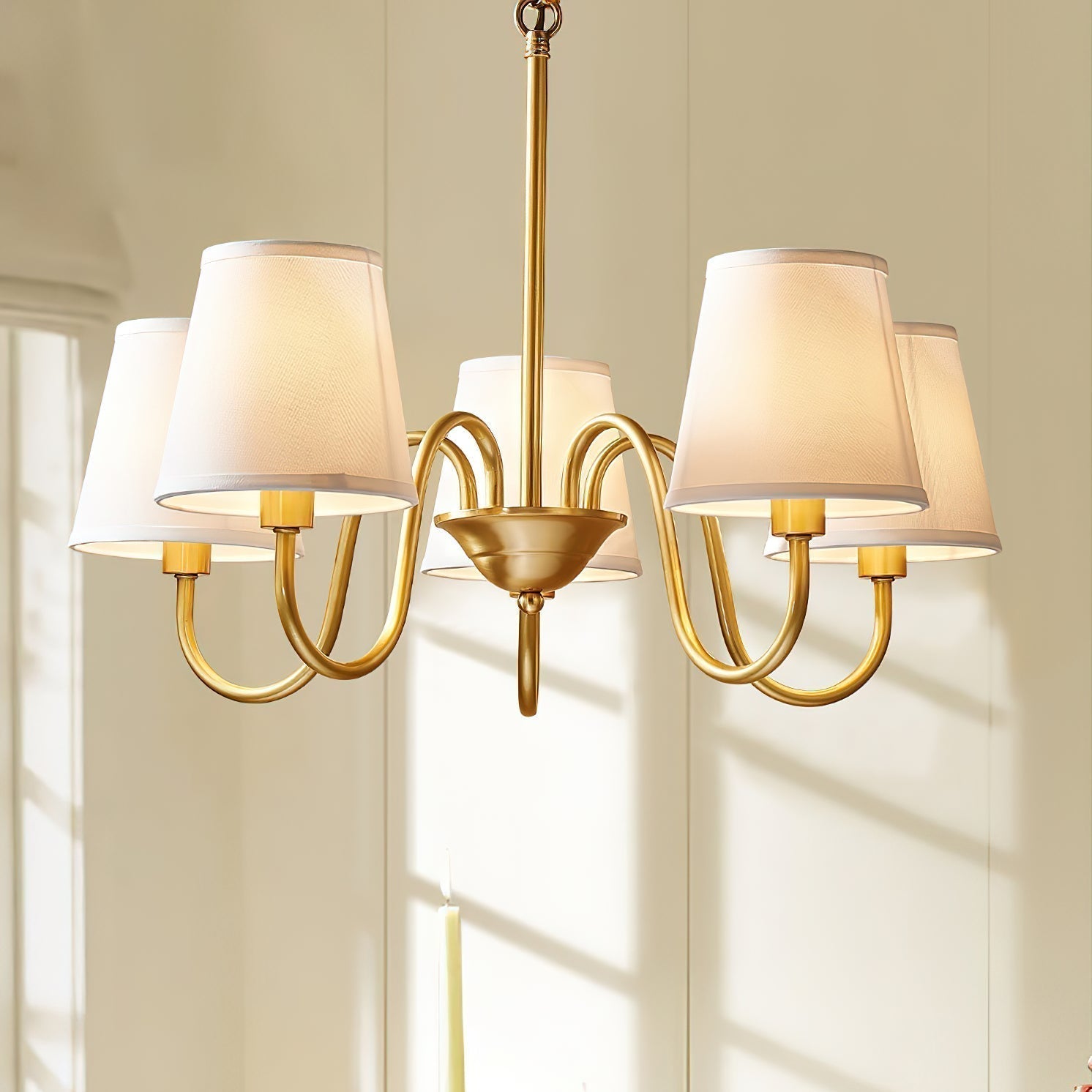 Aged Traditional Stacey Fabric Chandelier | ventumra